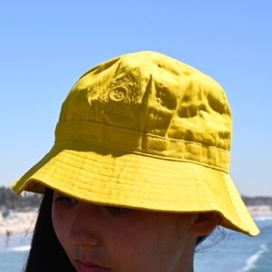 Vintage 1990s Liz Claiborne Bucket Hat Crest Embroidery Yellow